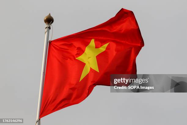 The national flag of the Socialist Republic of Vietnam as a participating country at the 12th St. Petersburg International Gas Forum .