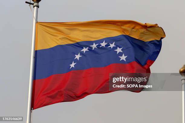 The national flag of the Republic of Venezuela as a participating country at the 12th St. Petersburg International Gas Forum .