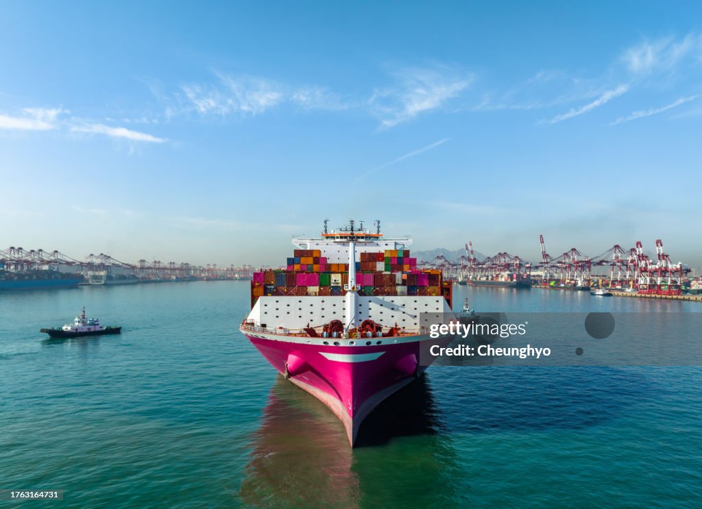 Pink One Container Ship One Cargo Ship A 366meter Pink Cargo Ship Loaded With Containers Is ...