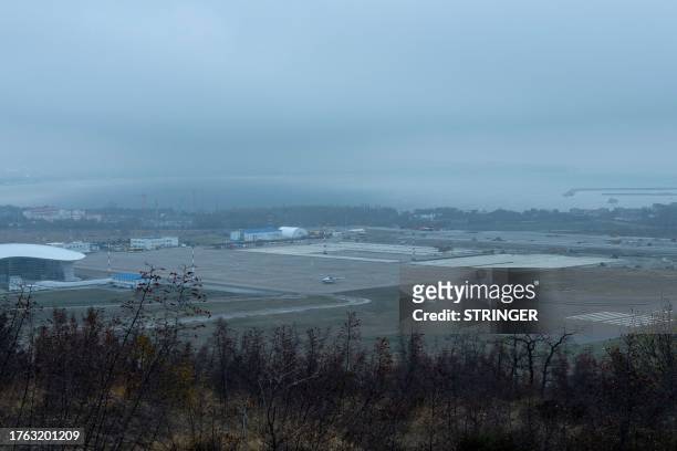 This photograph taken on November 3 shows a view of the Gelendzhik airport in the Russian town of Gelendzhik, Krasnodar region, which has been closed...