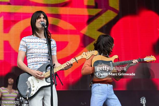 Brian and Michael D'Addario from the band The Lemon Twigs performs at Harvest Rock 2023 on October 29, 2023 in Adelaide, Australia.