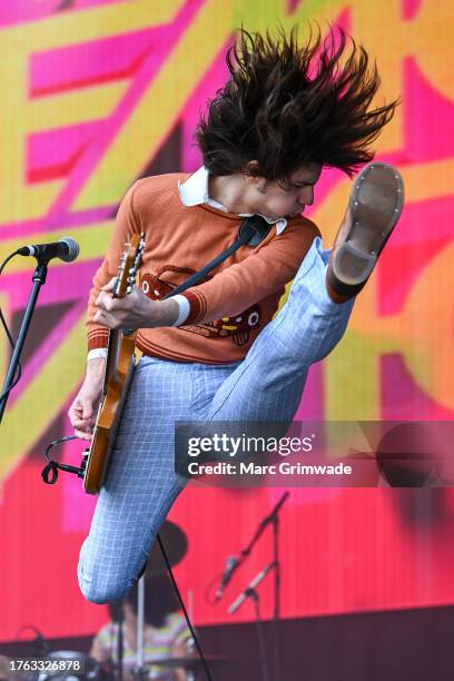 Michael D'Addario from the band The Lemon Twigs performs at Harvest Rock 2023 on October 29, 2023 in Adelaide, Australia.