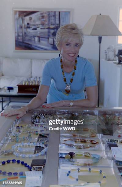 Radio host Laura Schlessinger AKA Dr. Laura poses for photographs with her new accessories line.