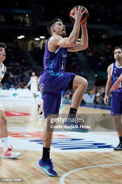 Chumi Ortega of Zunder Palencia in action during ACB League match between Real Madrid and Zunder Palencia at WiZink Center on October 29, 2023 in...