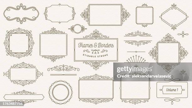 ilustrações de stock, clip art, desenhos animados e ícones de frames and borders vector illustration - filigrana