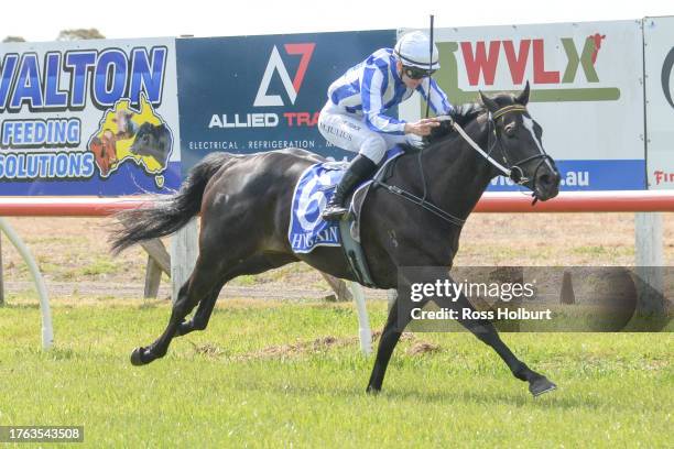 Xcessive Gamble ridden by Melissa Julius wins the Moyne Shire BM58 Handicap at Mortlake Racecourse on November 04, 2023 in Mortlake, Australia.