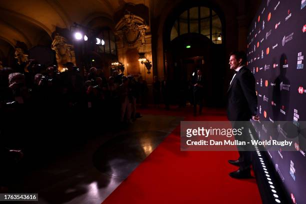 Former New Zealand All Blacks player Richie McCaw poses for a photograph on the Red Carpet as he arrives at the World Rugby Awards at Opera Garnier...