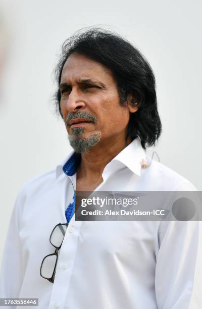 Commentator Ramiz Raja during the ICC Men's Cricket World Cup India 2023 match between Netherlands and Bangladesh at Eden Gardens on October 28, 2023...