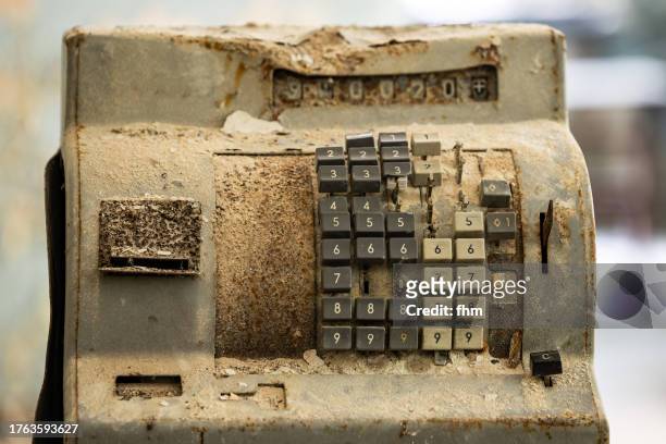 keypad of an old cash register - broken calculator stock pictures, royalty-free photos & images