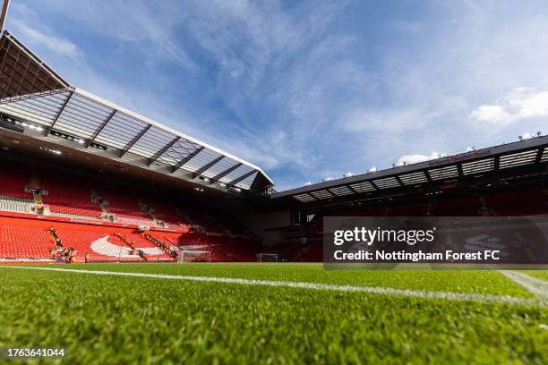 General stadium view of Anfield ahead of the Premier League match between Liverpool FC and Nottingham Forest at Anfield on October 29, 2023 in...