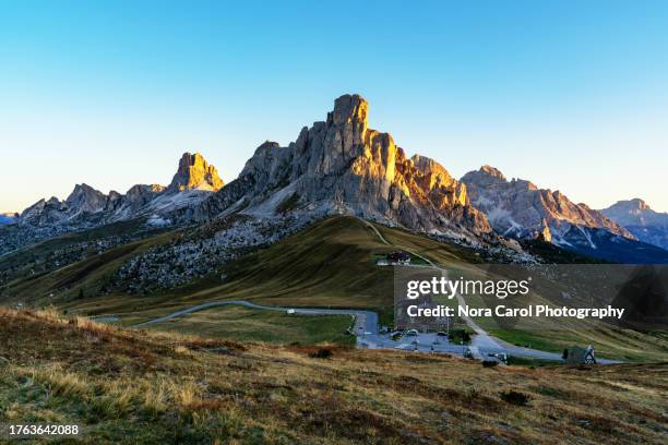 beautiful morning at passo giau - trentino stock pictures, royalty-free photos & images