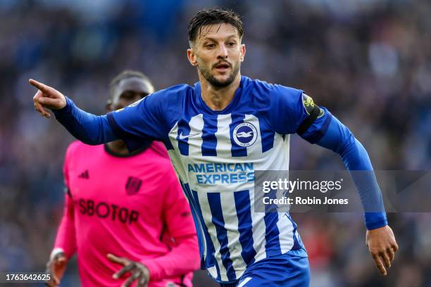 Adam Lallana of Brighton & Hove Albion during the Premier League match between Brighton & Hove Albion and Fulham FC at American Express Community...