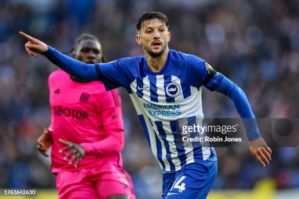 Adam Lallana of Brighton & Hove Albion during the Premier League match between Brighton & Hove Albion and Fulham FC at American Express Community...