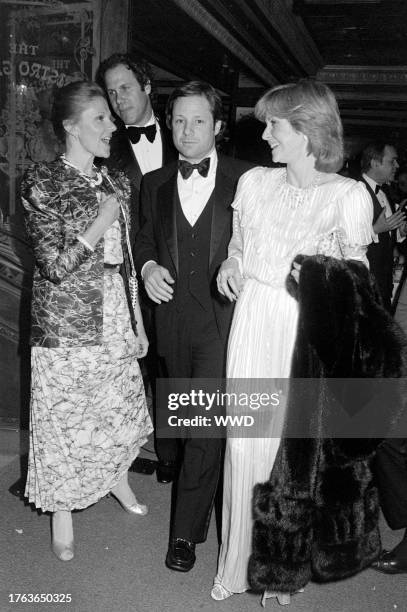 Jane Eisner, Michael Eisner, Mike Ovitz, and Judy Ovitz attend a party at the Bistro restaurant in Beverly Hills, California, on March 29, 1982.