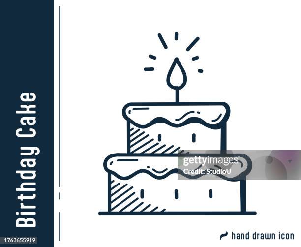 geburtstagstorte einzel-icon-design - geburtstagskuchen stock-grafiken, -clipart, -cartoons und -symbole
