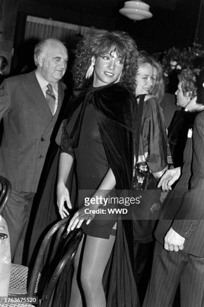 This image contains nudity.] Giannina Facio attends a party, celebrating Bette Midler's run of Radio City Music Hall performances, at Mortimer's in...