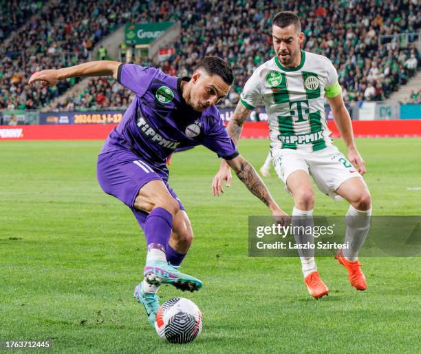 BUDAPEST, HUNGARY - MAY 27: (r-l) Endre Botka of Ferencvarosi TC