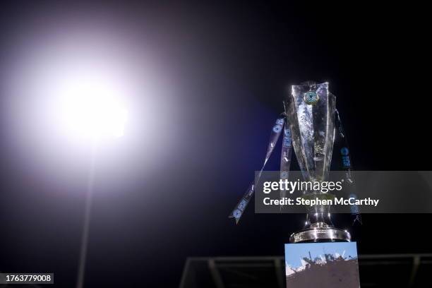 Dublin , Ireland - 3 November 2023; The SSE Airtricity Men's Premier Division trophy after the SSE Airtricity Men's Premier Division match between...