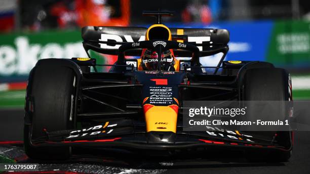 Max Verstappen of the Netherlands driving the Oracle Red Bull Racing RB19 on track during the F1 Grand Prix of Mexico at Autodromo Hermanos Rodriguez...