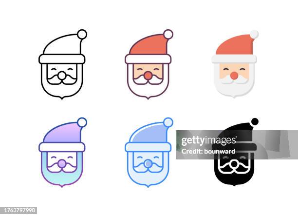 illustrations, cliparts, dessins animés et icônes de icône du père noël. 6 styles différents. trait modifiable. - christmas hat