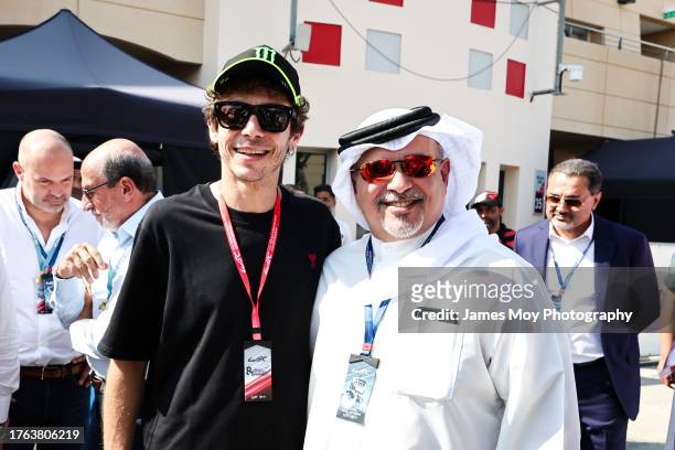 Valentino Rossi of Italy with Sheikh Salman bin Isa Al-Khalifa of Bahjrain and Chief Executive of Bahrain International Circuit at the 8 Hours of...