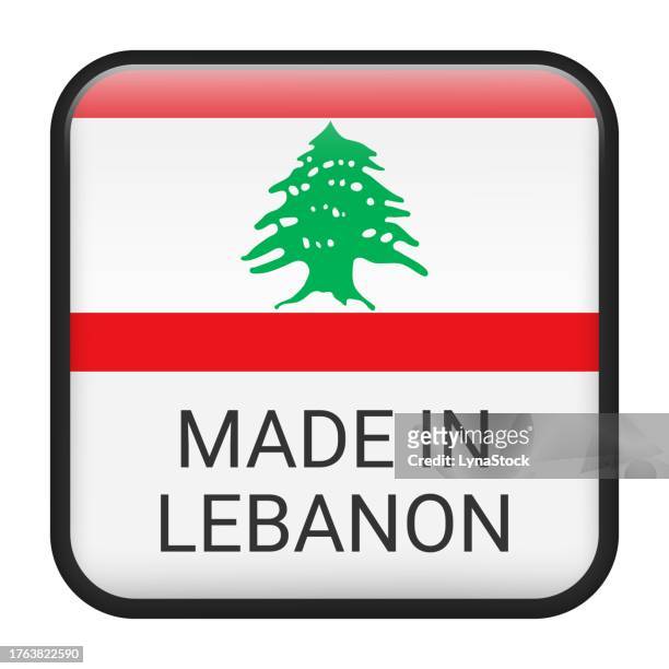 made in lebanon badge vector. sticker with stars and national flag. sign isolated on white background. - lebanon vector stock illustrations