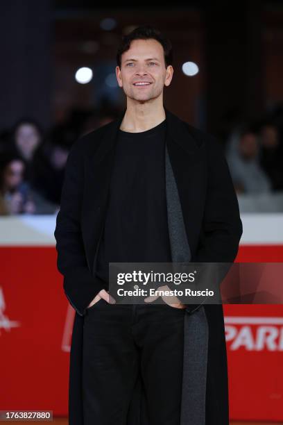 Alessandro Borghi attends a red carpet for the movie "SuburraEterna" during the 18th Rome Film Festival at Auditorium Parco Della Musica on October...