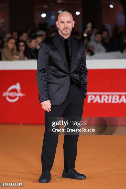 Filippo Nigro attends a red carpet for the movie "SuburraEterna" during the 18th Rome Film Festival at Auditorium Parco Della Musica on October 29,...