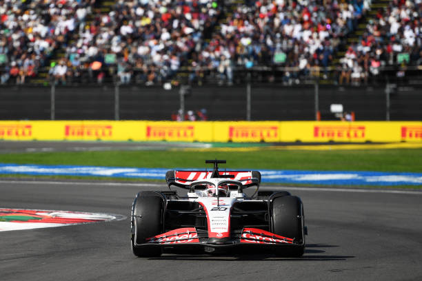 F1 Grand Prix of MexicoMEXICO CITY, MEXICO - OCTOBER 29: Kevin Magnussen of Denmark driving the (20) Haas F1 VF-23 Ferrari on track during the F1 Grand Prix of Mexico at Autodromo Hermanos Rodriguez on October 29, 2023 in Mexico City, Mexico.