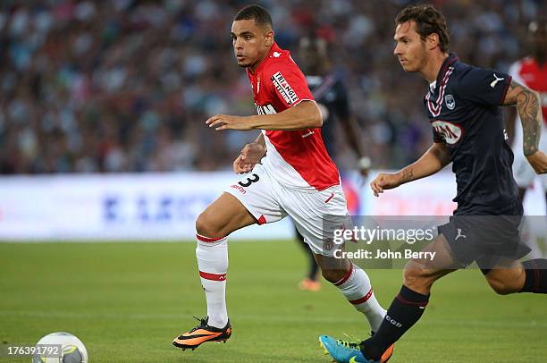 Layvin Kurzawa of AS Monaco in action during the french Ligue 1 match between FC Girondins de Bordeaux and AS Monaco FC at the Stade Chaban-Delmas...