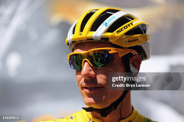 Daryl Impey of South Africa and the Orica Greenedge team during is seen at the start of stage eight of the 2013 Tour de France, a 195KM road stage...