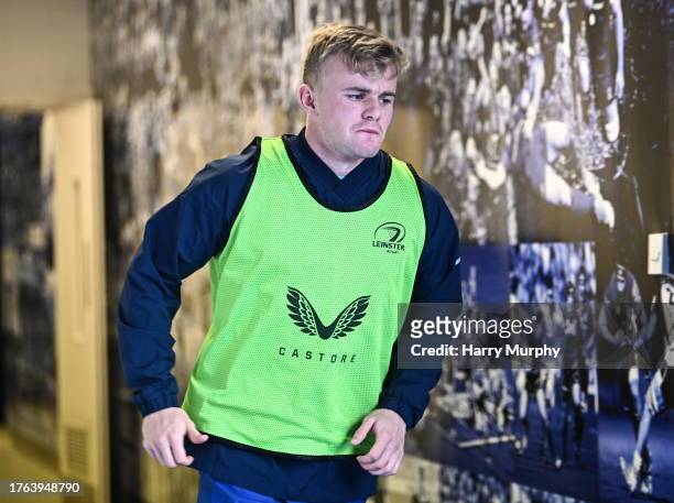 Dublin , Ireland - 4 November 2023; Ben Murphy of Leinster walks out for the warmup before the United Rugby Championship match between Leinster and...