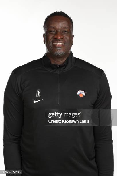 DeSagana Diop of the Westchester Knicks poses for a head shot during G League Media Day at the Knicks Training Facility on November 3, 2023 in...