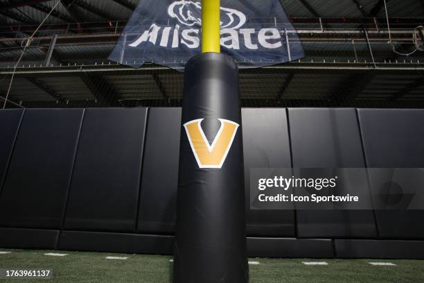 The Vanderbilt Commodores logo on a goal post infant of construction of their new stadium addition prior to a game between the Vanderbilt Commodores...