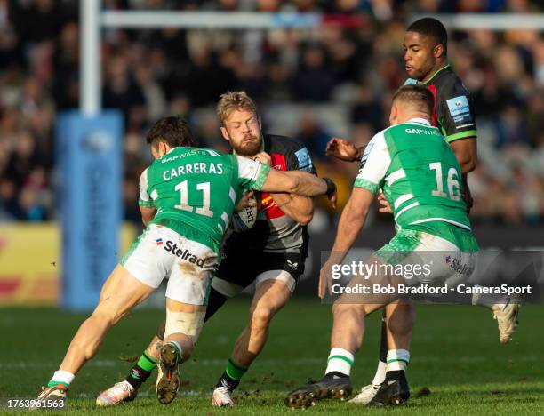 Harlequins' Tyrone Green in action during the Gallagher Premiership Rugby match between Harlequins and Newcastle Falcons at The Stoop on November 4,...