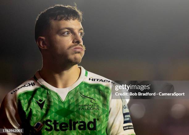 Newcastle Falcons' Adam Radwan during the Gallagher Premiership Rugby match between Harlequins and Newcastle Falcons at The Stoop on November 4, 2023...