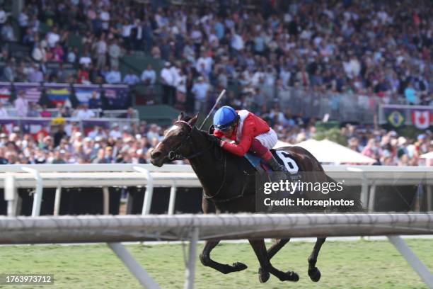 Inspiral with jockey Lanfranco Dettori riding wins the Breeders Cup Filly & Mare Turf at Santa Anita Park on November 4, 2023 in Arcadia, California.