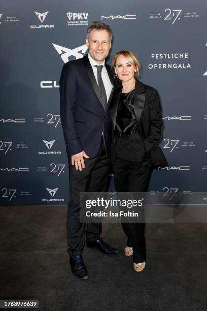 Tilmar Kuh and Katharine Mehrling at the 27th Opera Gala at Deutsche Oper Berlin on November 4, 2023 in Berlin, Germany.