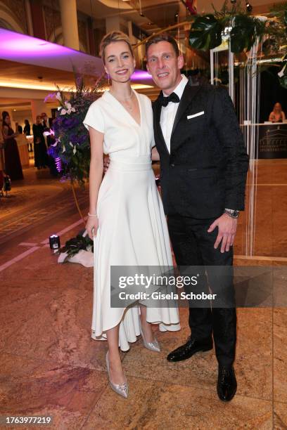 Nina Meise and fashion designer Frank Galfe during the German Sports Media Ball "Pegasos tanzt mit Laureus" at Alte Oper on November 4, 2023 in...