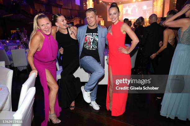 Magdalena Brzeska, Noemi Peschel, Oliver Pocher and Laure Marx during the German Sports Media Ball "Pegasos tanzt mit Laureus" at Alte Oper on...