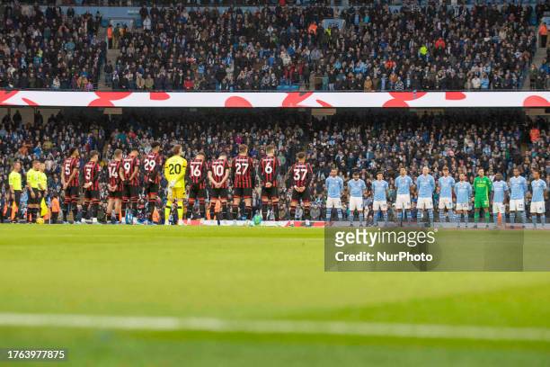 Manchester City and Bournemouth F.C. During the Premier League match between Manchester City and Bournemouth at the Etihad Stadium, Manchester on...