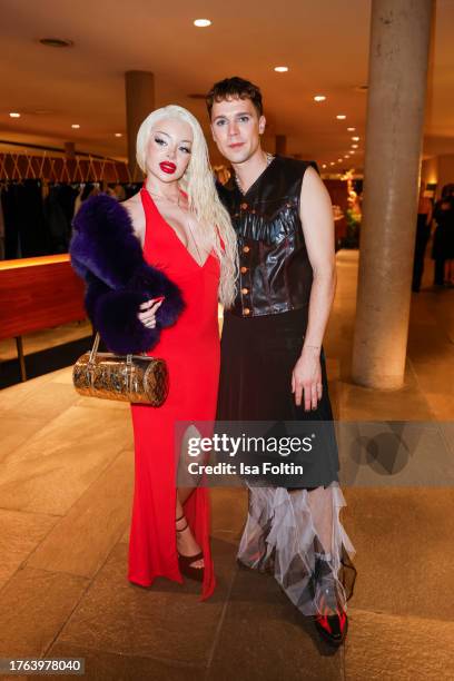 Katja Krasavice and Felix Jaehn at the 27th Opera Gala at Deutsche Oper Berlin on November 4, 2023 in Berlin, Germany.