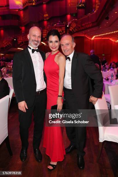 Andreas Gienger and his wife Manuela Czapka, Eberhard Gienger during the German Sports Media Ball "Pegasos tanzt mit Laureus" at Alte Oper on...