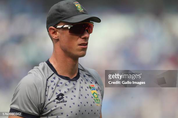 Rassie van der Dussen of South Africa looks on prior to the ICC Men's Cricket World Cup 2023 match between South Africa and India at Eden Gardens on...