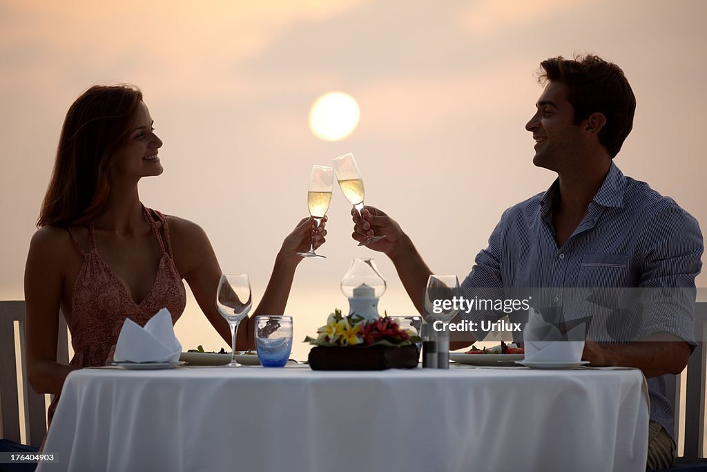 Romantic moments over dinner