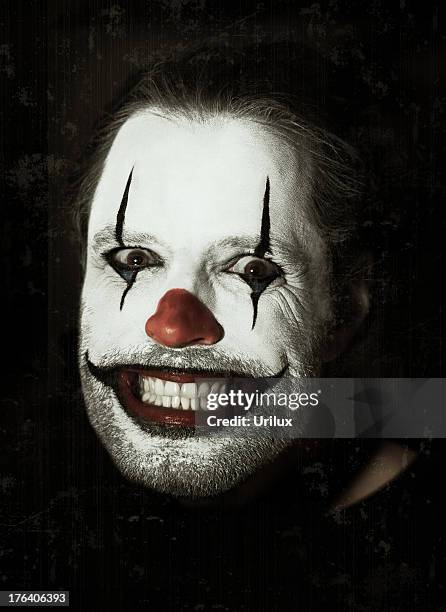 halloween is here - evil clown stock pictures, royalty-free photos & images