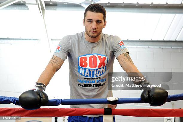 Nathan Cleverly during a training session at Planet Fitness ahead of his fight with Sergey Kovalev on August 12, 2013 in Aberbargoed, Wales.