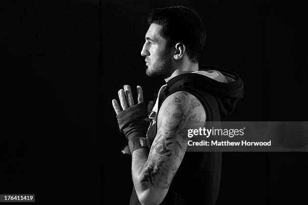 Nathan Cleverly during a training session at Planet Fitness ahead of his fight with Sergey Kovalev on August 12, 2013 in Aberbargoed, Wales.