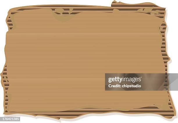 ripped cardboard sign - cardboard stock illustrations