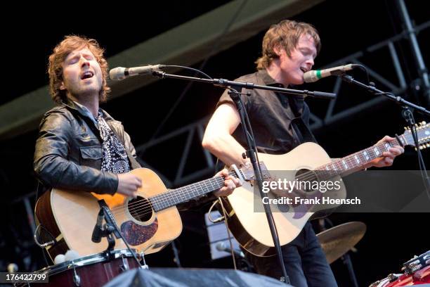 Singer Martin Kelly and James O'Neill of the band Martin and James perform live in support of Glen Hansard during a concert at the Zitadelle Spandau...